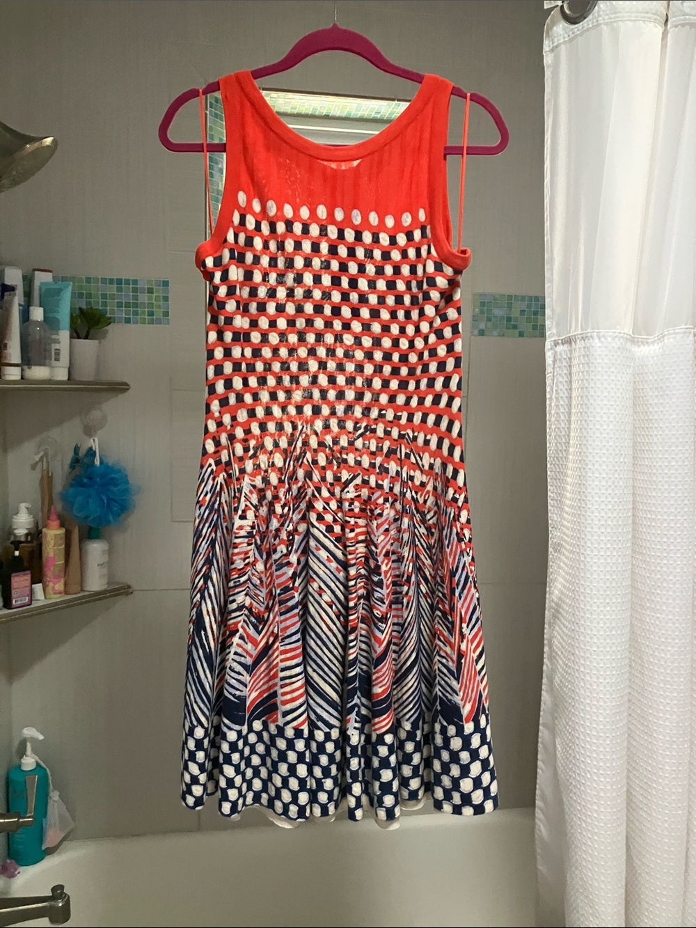 NIC+ZOE Red, Navy & White Sleeveless Midi Dress